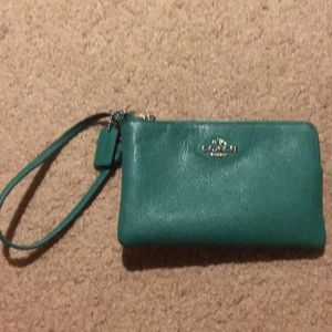 Coach green wristlet